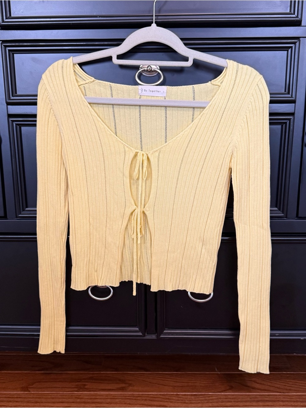 Butter Yellow Tie Front Long Sleeve Top